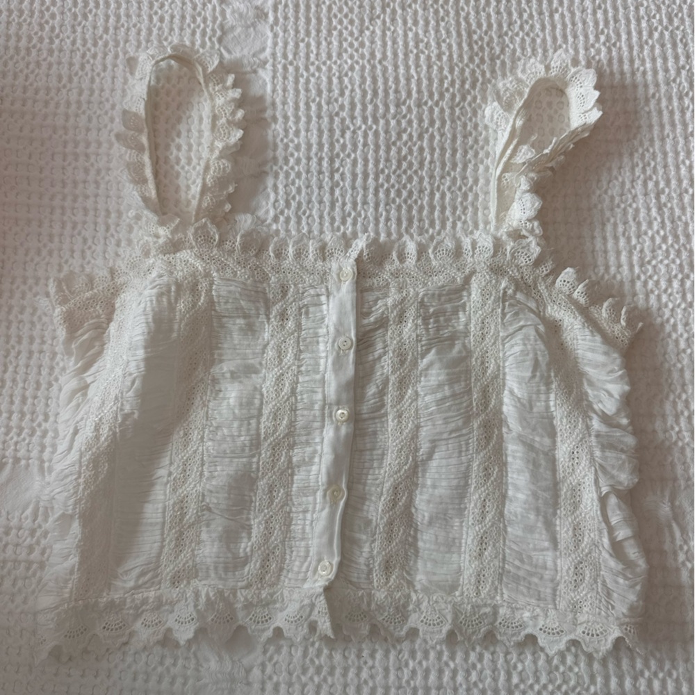 Down White Cropped Tank Ari